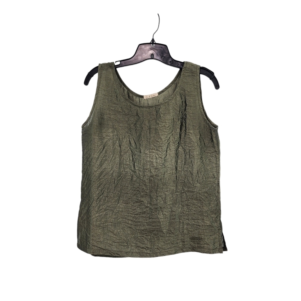 Tea & Scones Women's Vintage Peasant Style  Sleeves Top Olive